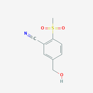 molecular formula C9H9NO3S B8487634 5-Hydroxymethyl-2-methylsulfonyl-benzonitrile 