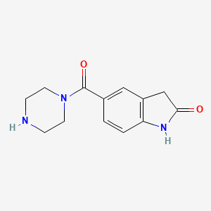 molecular formula C13H15N3O2 B8487737 5-(1-Piperazinylcarbonyl)oxindol 