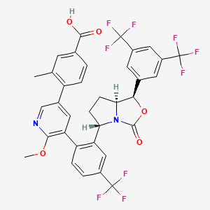 4-{5-[2-{(1R,5S,7aS)-1-[3,5-bis(trifluoromethyl)phenyl]-3-oxotetrahydro-1H-pyrrolo[1,2-c][1,3]oxazol-5-yl}-4-(trifluoromethyl)phenyl]-6-methoxypyridin-3-yl}-3-methylbenzoic acid