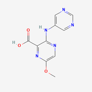 molecular formula C10H9N5O3 B8487928 6-Methoxy-3-(pyrimidin-5-ylamino)-pyrazine-2-carboxylic acid 