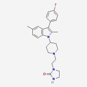 molecular formula C26H31FN4O B8488213 2-Imidazolidinone,1-[2-[4-[3-(4-fluorophenyl)-2,5-dimethyl-1h-indol-1-yl]-1-piperidinyl]ethyl]- 
