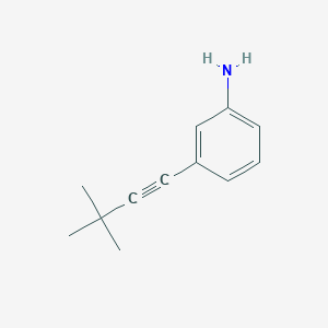 molecular formula C12H15N B8488303 Benzenamine, 3-(3,3-dimethyl-1-butyn-1-yl)- 