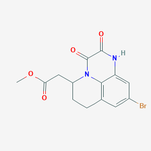 molecular formula C14H13BrN2O4 B8488347 Methyl 2-(9-bromo-2,3-dioxo-2,3,6,7-tetrahydro-1H,5H-pyrido[1,2,3-de]quinoxalin-5-yl)acetate 