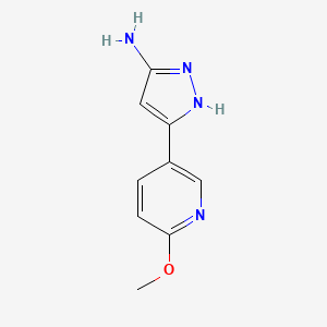 molecular formula C9H10N4O B8488433 3-(6-Methoxypyridin-3-yl)-1H-pyrazol-5-amine 