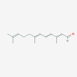 molecular formula C15H22O B8488454 2,4,6,10-Dodecatetraenal, 3,7,11-trimethyl- CAS No. 13832-89-8