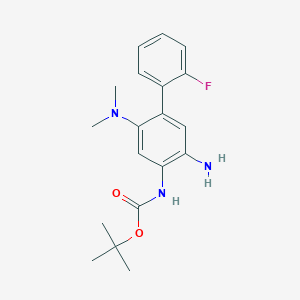 molecular formula C19H24FN3O2 B8488457 Carbamic acid,[5-amino-2-(dimethylamino)-2'-fluoro[1,1'-biphenyl]-4-yl]-,1,1-dimethylethyl ester 