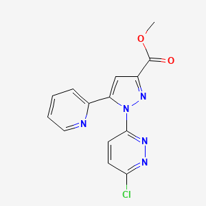 molecular formula C14H10ClN5O2 B8488507 methyl 1-(6-chloro-3-pyridazinyl)-5-(2-pyridyl)-1H-pyrazole-3-carboxylate 