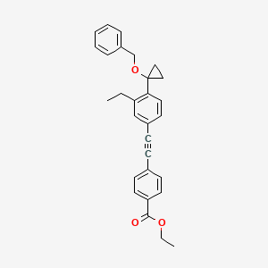 molecular formula C29H28O3 B8488539 Ethyl4-[4-(1-benzyloxycyclopropyl)-3-ethyl-phenylethynyl]-benzoate 