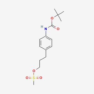molecular formula C15H23NO5S B8488678 3-{4-[(Tert-butoxycarbonyl)amino]phenyl}propyl methanesulfonate CAS No. 198896-24-1
