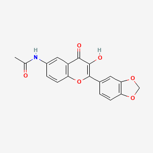 molecular formula C18H13NO6 B8488722 2-(benzo[1,3]dioxol-5-yl)-3-hydroxy-6-acetamido-4H-1-benzopyran-4-one 