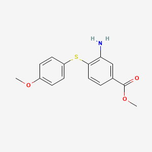 molecular formula C15H15NO3S B8488800 3-Amino-4-(4-methoxy-phenylsulfanyl)-benzoic acid methyl ester 