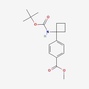 molecular formula C17H23NO4 B8488925 Methyl 4-(1-((tert-butoxycarbonyl)amino)cyclobutyl)benzoate 