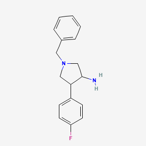 molecular formula C17H19FN2 B8488988 1-Benzyl-4-(4-fluorophenyl)pyrrolidin-3-amine 