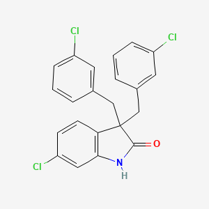 molecular formula C22H16Cl3NO B8489047 6-Chloro-3,3-bis[(3-chlorophenyl)methyl]-1,3-dihydro-2H-indol-2-one CAS No. 917917-28-3