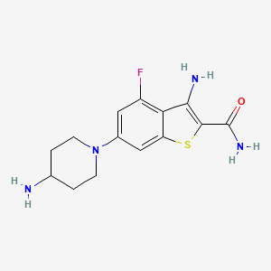 molecular formula C14H17FN4OS B8489272 Benzo[b]thiophene-2-carboxamide,3-amino-6-(4-amino-1-piperidinyl)-4-fluoro- 