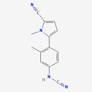 molecular formula C14H12N4 B8489317 [4-(5-cyano-1-methyl-1H-pyrrol-2-yl)-3-methylphenyl]cyanamide CAS No. 921631-70-1