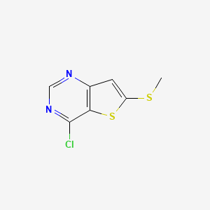 molecular formula C7H5ClN2S2 B8489369 4-Chloro-6-(methylthio)thieno[3,2-d]pyrimidine 