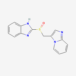 molecular formula C15H12N4OS B8489390 2-[(Imidazo[1,2-a]pyridin-3-yl)methanesulfinyl]-1H-benzimidazole CAS No. 113855-38-2