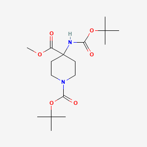 molecular formula C17H30N2O6 B8489396 1-Tert-butyl 4-methyl 4-(tert-butoxycarbonylamino)piperidine-1,4-dicarboxylate 