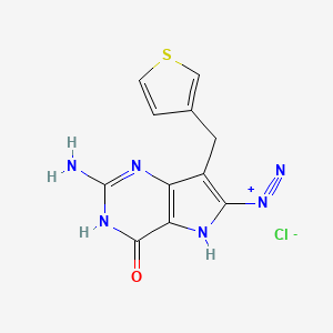 molecular formula C11H9ClN6OS B8489488 2-Amino-4,5-dihydro-4-oxo-7-(3-thienylmethyl)-3H-pyrrolo[3,2-d]pyrimidine-6-diazonium chloride CAS No. 163217-79-6
