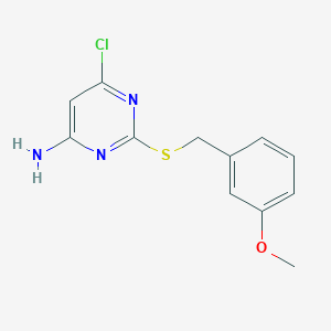 molecular formula C12H12ClN3OS B8489620 6-Chloro-2-[(3-methoxyphenyl)methylsulfanyl]pyrimidin-4-amine 