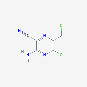 molecular formula C6H4Cl2N4 B8489927 3-Amino-5-chloro-6-(chloromethyl)-2-pyrazinecarbonitrile 