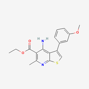 molecular formula C18H18N2O3S B8490167 Ethyl 4-amino-6-methyl-3-[3-(methyloxy)phenyl]thieno[2,3-b]pyridine-5-carboxylate 