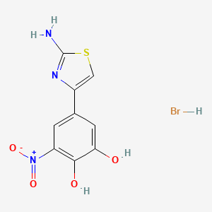 molecular formula C9H8BrN3O4S B8490240 1,2-Benzenediol, 5-(2-amino-4-thiazolyl)-3-nitro-, monohydrobromide CAS No. 125629-11-0