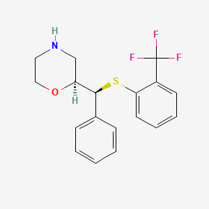 molecular formula C18H18F3NOS B8490254 (2S)-2-((S)-Phenyl{[2-(trifluoromethyl)phenyl]thio}methyl)morpholine CAS No. 668470-56-2