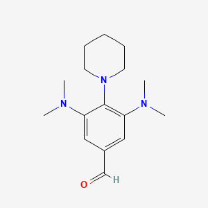 molecular formula C16H25N3O B8490372 3,5-Bis(dimethylamino)-4-(piperidin-1-yl)benzaldehyde CAS No. 61545-04-8