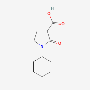 molecular formula C11H17NO3 B8490538 1-Cyclohexyl-2-oxopyrrolidine-3-carboxylic acid 