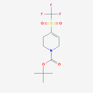 molecular formula C11H16F3NO4S B8490620 Tert-butyl 4-((trifluoromethyl)sulfonyl)-3,6-dihydropyridine-1(2H)-carboxylate 