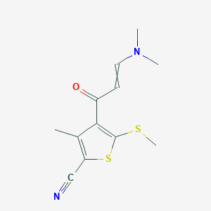 molecular formula C12H14N2OS2 B8490669 4-(3-Dimethylamino-acryloyl)-3-methyl-5-methylsulfanylthiophene-2-carbonitrile 