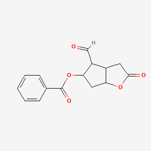 molecular formula C15H14O5 B8490729 (4-Formyl-2-oxo-3,3a,4,5,6,6a-hexahydrocyclopenta[b]furan-5-yl) benzoate 
