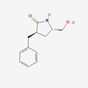 molecular formula C12H15NO2 B8490960 5(S)-hydroxymethyl-3(R)-phenylmethyl-2-pyrrolidinone 