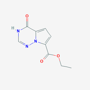 molecular formula C9H9N3O3 B8491109 4-Oxo-3,4-dihydro-pyrrolo[2,1-f][1,2,4]triazine-7-carboxylic acid ethyl ester 