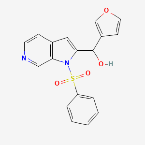molecular formula C18H14N2O4S B8491156 1h-Pyrrolo[2,3-c]pyridine-2-methanol,a-3-furanyl-1-(phenylsulfonyl)- 