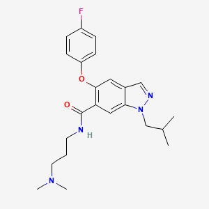 molecular formula C23H29FN4O2 B8491231 1h-Indazole-6-carboxamide,n-[3-(dimethylamino)propyl]-5-(4-fluorophenoxy)-1-(2-methylpropyl)- 