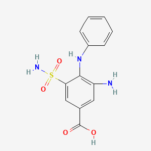 molecular formula C13H13N3O4S B8491331 Benzoic acid,3-amino-5-(aminosulfonyl)-4-(phenylamino)- 