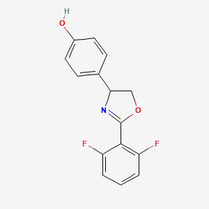 molecular formula C15H11F2NO2 B8491545 4-[2-(2,6-Difluorophenyl)-4,5-dihydro-1,3-oxazol-4-yl]phenol CAS No. 167856-20-4