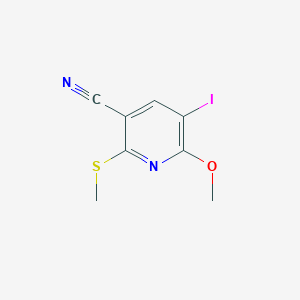 molecular formula C8H7IN2OS B8491568 5-Iodo-6-methoxy-2-(methylthio)nicotinonitrile 