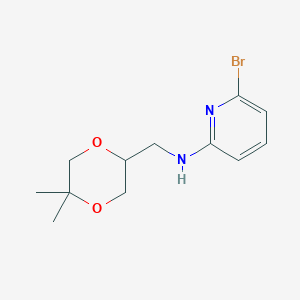 molecular formula C12H17BrN2O2 B8491646 6-bromo-N-((5,5-dimethyl-1,4-dioxan-2-yl)methyl)pyridin-2-amine 