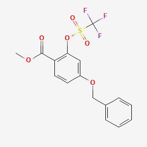 molecular formula C16H13F3O6S B8491879 Methyl 4-(benzyloxy)-2-(trifluoromethylsulfonyloxy)benzoate 