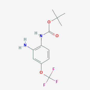 molecular formula C12H15F3N2O3 B8491981 Carbamic acid,[2-amino-4-(trifluoromethoxy)phenyl]-,1,1-dimethylethyl ester 