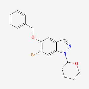 molecular formula C19H19BrN2O2 B8491988 1h-Indazole,6-bromo-5-(phenylmethoxy)-1-(tetrahydro-2h-pyran-2-yl)- 