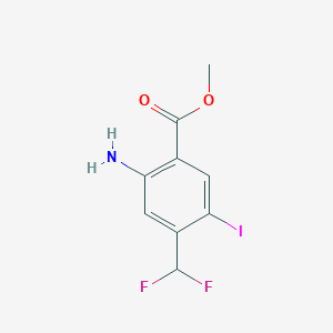 molecular formula C9H8F2INO2 B8492122 2-Amino-4-difluoromethyl-5-iodo-benzoic acid methyl ester 
