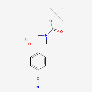molecular formula C15H18N2O3 B8492274 tert-Butyl 3-(4-cyanophenyl)-3-hydroxyazetidine-1-carboxylate 