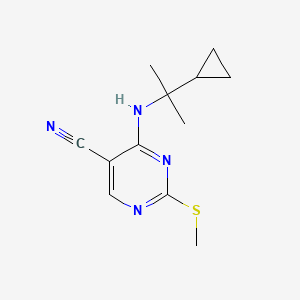 molecular formula C12H16N4S B8492284 4-((2-Cyclopropylpropan-2-yl)amino)-2-(methylthio)pyrimidine-5-carbonitrile 