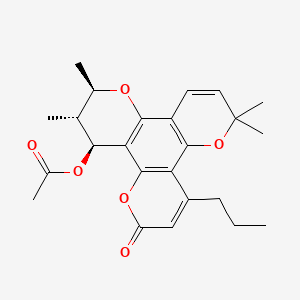 molecular formula C24H28O6 B8492290 12-Acetoxycalanolide A CAS No. 142566-59-4