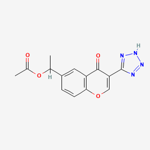 molecular formula C14H12N4O4 B8492442 1-[4-Oxo-3-(2H-tetrazol-5-yl)-4H-1-benzopyran-6-yl]ethyl acetate CAS No. 61776-42-9